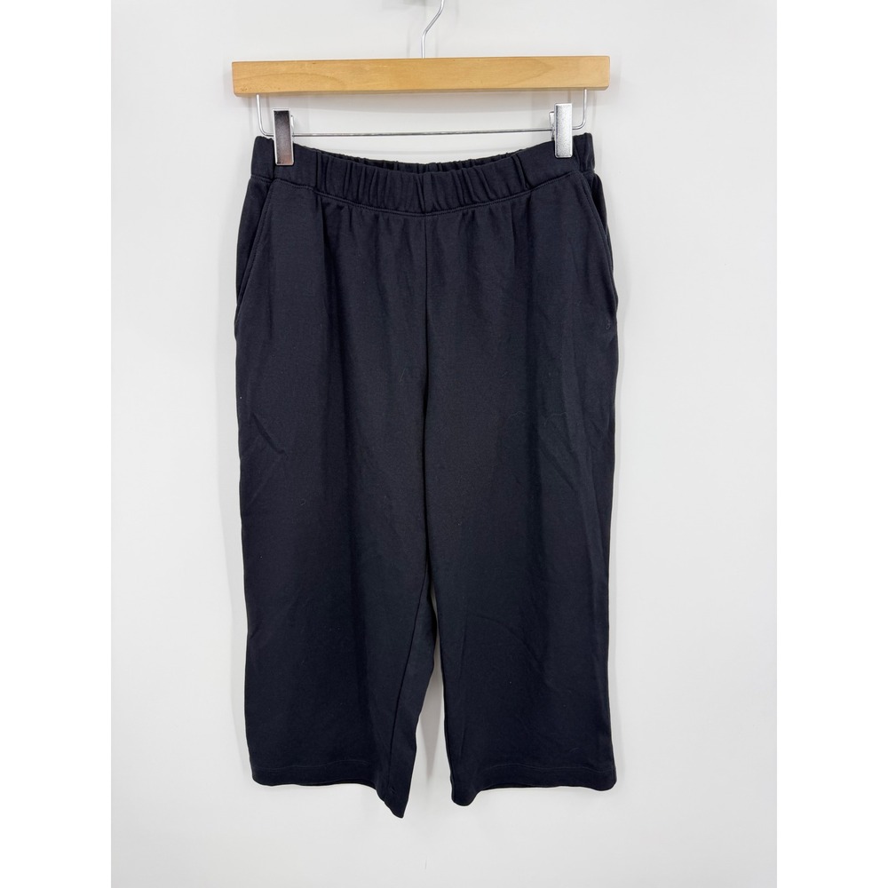 Lands' End Women's small‎ Sport Knit High Rise Elastic Waist Capri Pants black